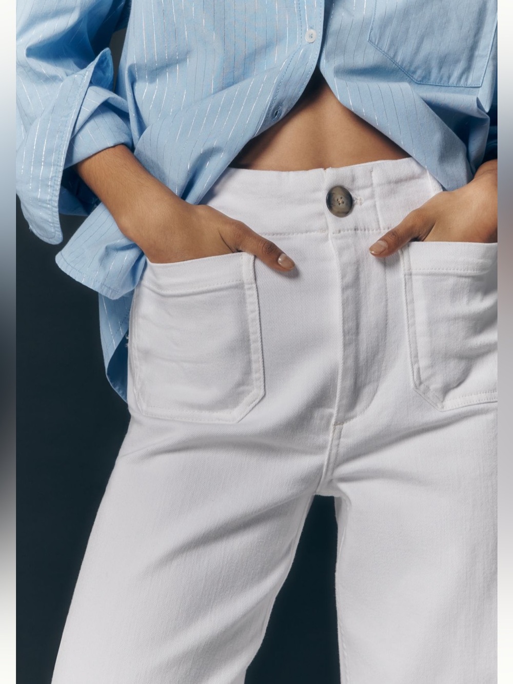Maeve The Colette White Cropped Wide-Leg Jeans - Picture 3 of 12